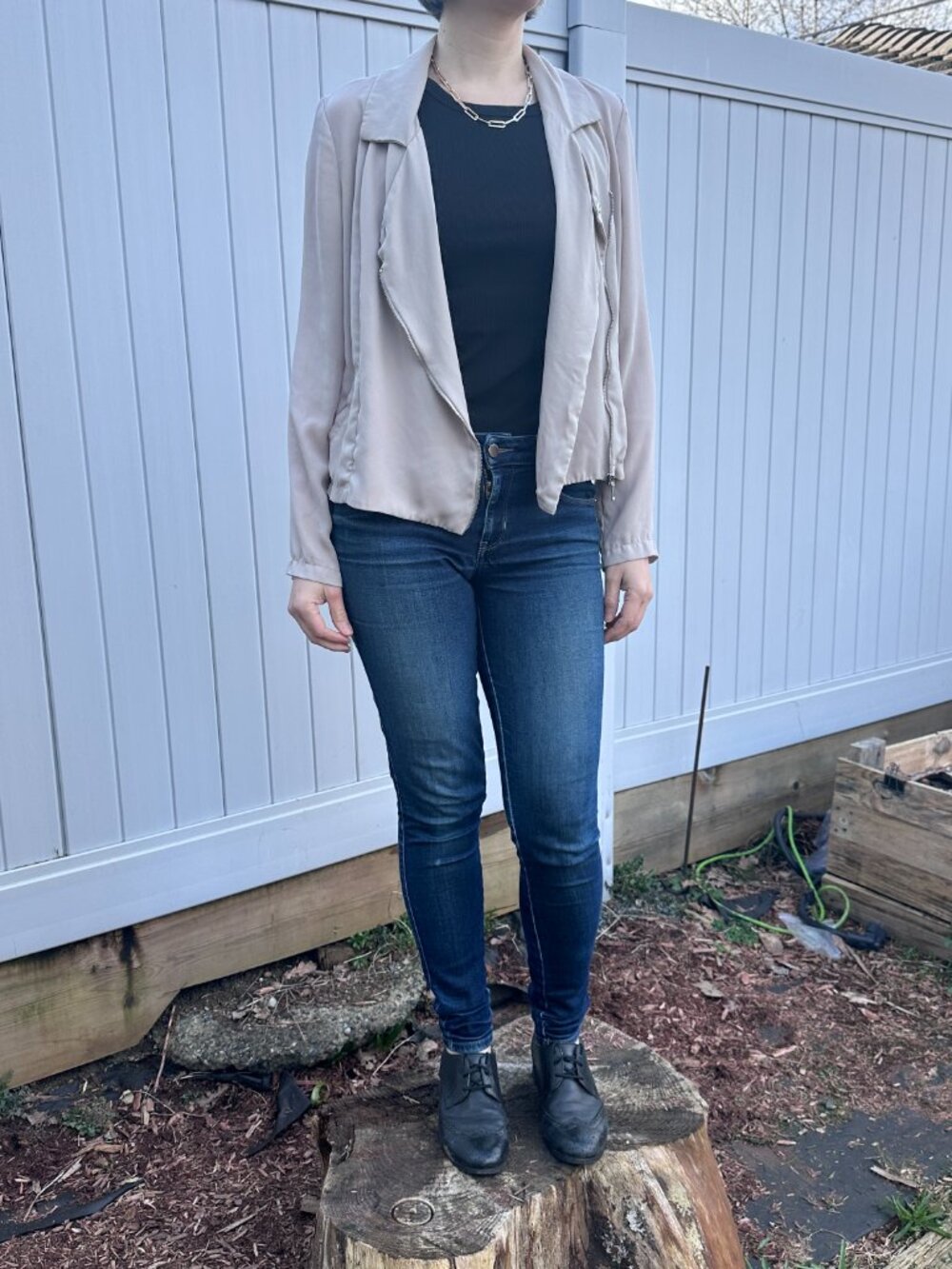 Atmosphere Taupe Draped Moto Jacket